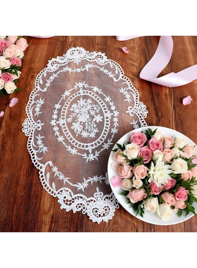 Retro Lace Placemats, 2 Pcs French Crochet Doilies Table Placemats, Handmade Solid White Embroidered Lace Table Mats, 12x16 Inch - Image 5