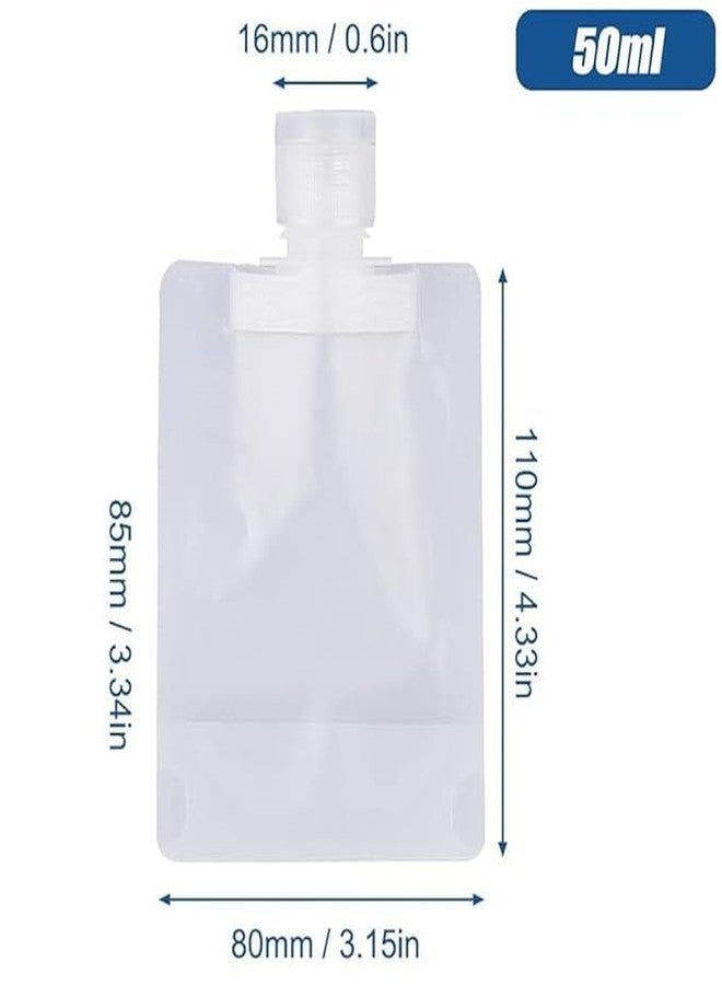 CLICKSWIFT أكياس ضغط فارغة قابلة لإعادة الاستخدام من كليك سويفت، سعة 50 مل، مانعة للتسرب، قابلة لإعادة التعبئة، بحجم مناسب للسفر، مناسبة لمستحضرات التجميل، واللوشن، والشامبو، والبلسم، ذات فوهة قائمة، لون شفاف، 5 قطع - Image 2