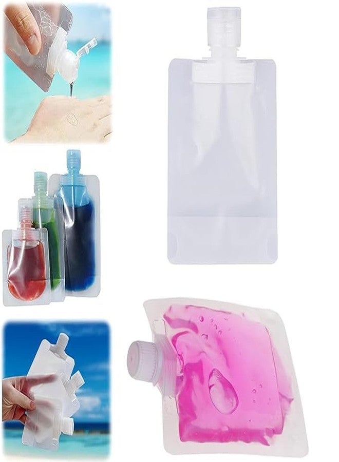 CLICKSWIFT أكياس ضغط فارغة قابلة لإعادة الاستخدام من كليك سويفت، سعة 50 مل، مانعة للتسرب، قابلة لإعادة التعبئة، بحجم مناسب للسفر، مناسبة لمستحضرات التجميل، واللوشن، والشامبو، والبلسم، ذات فوهة قائمة، لون شفاف، 5 قطع - Image 1