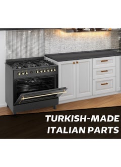 GeneralGold General Gold 90x60 cm Freestanding Gas Cooker 6 Burner, Dual Wok, Automatic Ignition, Gas Oven, Grill with Triple Glass Door, Full FFD Safety, Rotisserie, Cooling Fan, Heavy Duty Cooking Range Stove  - Image 3