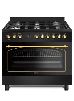 GeneralGold General Gold 90x60 cm Freestanding Gas Cooker 6 Burner, Dual Wok, Automatic Ignition, Gas Oven, Grill with Triple Glass Door, Full FFD Safety, Rotisserie, Cooling Fan, Heavy Duty Cooking Range Stove  - Image 1