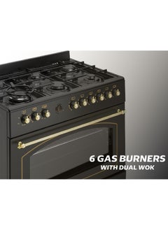 GeneralGold General Gold 90x60 cm Freestanding Gas Cooker 6 Burner, Dual Wok, Automatic Ignition, Gas Oven, Grill with Triple Glass Door, Full FFD Safety, Rotisserie, Cooling Fan, Heavy Duty Cooking Range Stove  - Image 4
