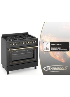 GeneralGold General Gold 90x60 cm Freestanding Gas Cooker 6 Burner, Dual Wok, Automatic Ignition, Gas Oven, Grill with Triple Glass Door, Full FFD Safety, Rotisserie, Cooling Fan, Heavy Duty Cooking Range Stove  - Image 5