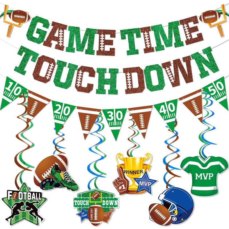 Yavxzvbw Game Time Touch Down Football Banner Football Party Decorations for Birthday Parties Birthday Sports Fantasy Party Decorations - Image 2