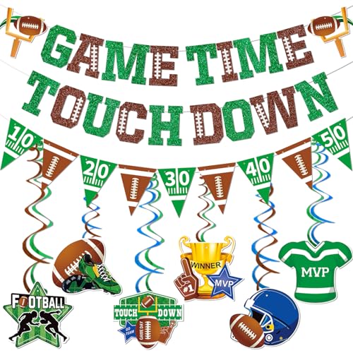 Yavxzvbw Game Time Touch Down Football Banner Football Party Decorations for Birthday Parties Birthday Sports Fantasy Party Decorations - Image 1