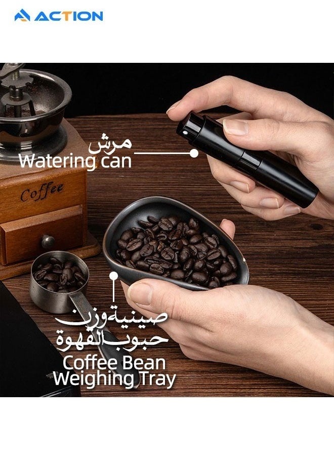 أكشن مجموعة ماكينة تحضير القهوة من 12 قطع V60، تقديم للسفر - مطحنة قهوة وخادم وغلاية وفلتر ومقياس وقمع تقطير زجاجي  - Image 4