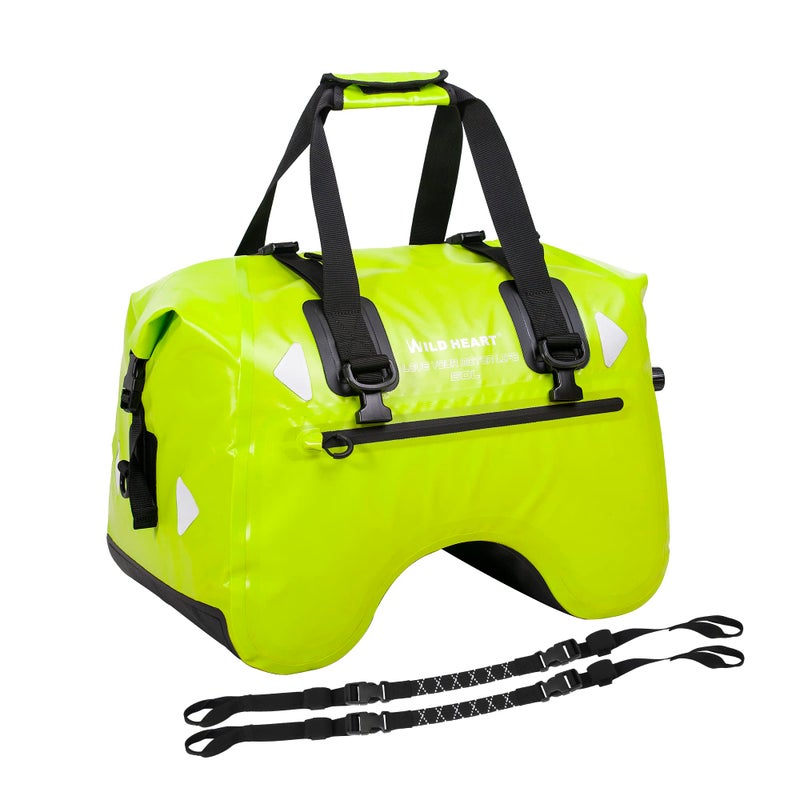 WILD HEART Motorcycle Rear Seat Bag U Shape 50L Waterproof Tail Duffel Bag Motorbike Luggage with Strape Fluorescent Green - Image 3