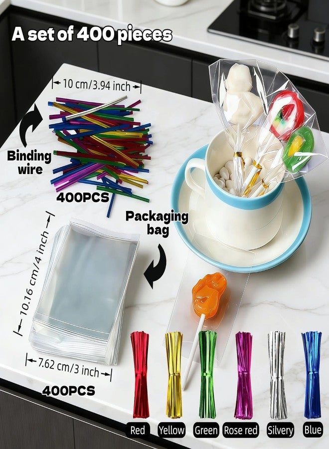 RyanDesign Clear Cellophane Treat Bags with Twist Ties, 3x4 Inches, Food Grade OPP Plastic Bags for Candy, Cake Pops, Cookies, Party Favors, 400 Pack - Image 5