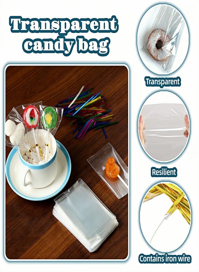 RyanDesign Clear Cellophane Treat Bags with Twist Ties, 3x4 Inches, Food Grade OPP Plastic Bags for Candy, Cake Pops, Cookies, Party Favors, 400 Pack - Image 4