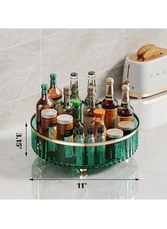 Arabest Clear Lazy Susan Pantry Organizers and Storage, 11” Turntable Organizer, Rotating Storage Rack for for Kitchen, Pantry,Cabinet, Dining Table,Fridge,Countertop,Vanity,Food Storage (Green)  - Image 2
