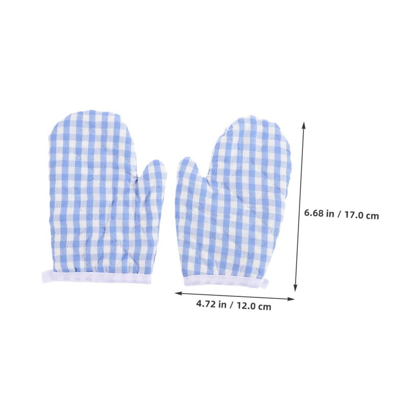 4 Pcs Plaid Polyester Heat Resistant Oven Mitts Kitchen Baking Gloves For Microwave Cooking Barbecue Protection Adults - Image 3