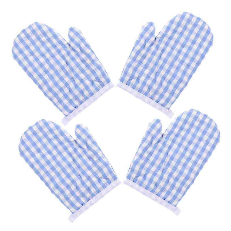 4 Pcs Plaid Polyester Heat Resistant Oven Mitts Kitchen Baking Gloves For Microwave Cooking Barbecue Protection Adults - Image 2