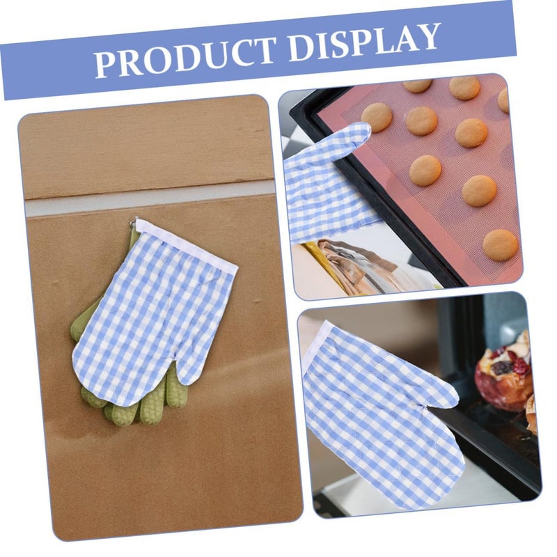 4 Pcs Plaid Polyester Heat Resistant Oven Mitts Kitchen Baking Gloves For Microwave Cooking Barbecue Protection Adults - Image 4