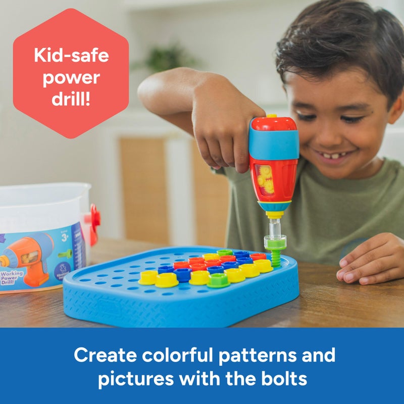 Educational Insights Design  Drill BoltIt Bucket  Construction Toys  Toddler Tools Kids Tool Set with Real Electric Drill Toy Take Apart STEM Set Building Kits and Gifts for Ages 3 - Image 3
