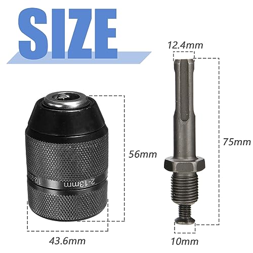 Mesee 2-13MM Keyless Drill Chuck with SDS Plus Adaptor, Professional Heavy Duty 1/2-20UNF Mount Quick Change Self-tighten Drill Chuck Adapter Converter Rotary Hammer Conversion Tool - Image 2