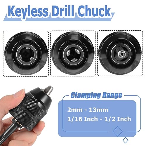 Mesee 2-13MM Keyless Drill Chuck with SDS Plus Adaptor, Professional Heavy Duty 1/2-20UNF Mount Quick Change Self-tighten Drill Chuck Adapter Converter Rotary Hammer Conversion Tool - Image 4