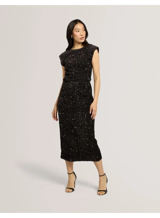 Ted Baker  Structured Shoulder Velvet Sequin Top for Women | Best Price UAE