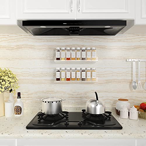 FEMELI Acrylic Wall Mount Spice Rack - 15 Inch, 4 Pack Hanging Spice Rack Shelf for Cabinets, Cupboard or Pantry Door, Kitchen Organizer - Image 5