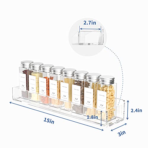 FEMELI Acrylic Wall Mount Spice Rack - 15 Inch, 4 Pack Hanging Spice Rack Shelf for Cabinets, Cupboard or Pantry Door, Kitchen Organizer - Image 3