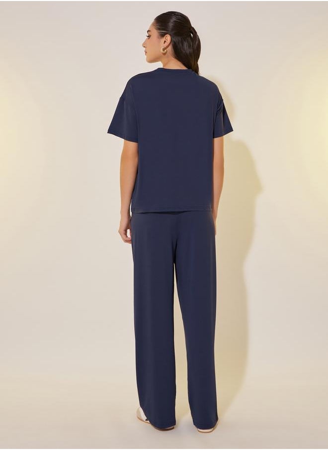 Take Two Graphic Print Regular Fit Tee and Pants Set  - Image 5