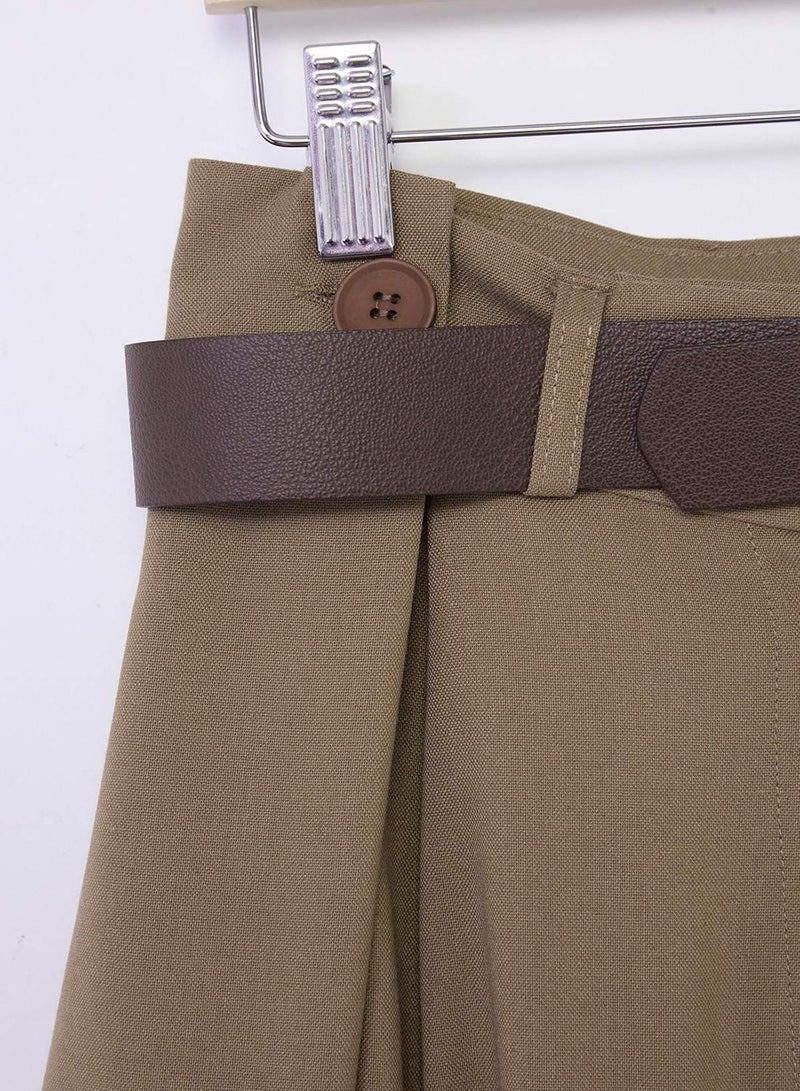 trendyol Khaki Pili Detailed Wideleg Wide Leg Trousers - Image 4