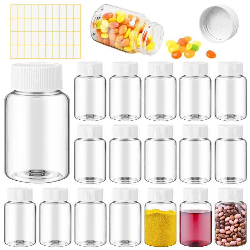 Lamoutor 18Pcs Clear Pill Bottle Plastic Medicine Bottle Empty Reagent Chemical Containers with Caps for Liquid Solid Powder Medicine 80ML - Image 1