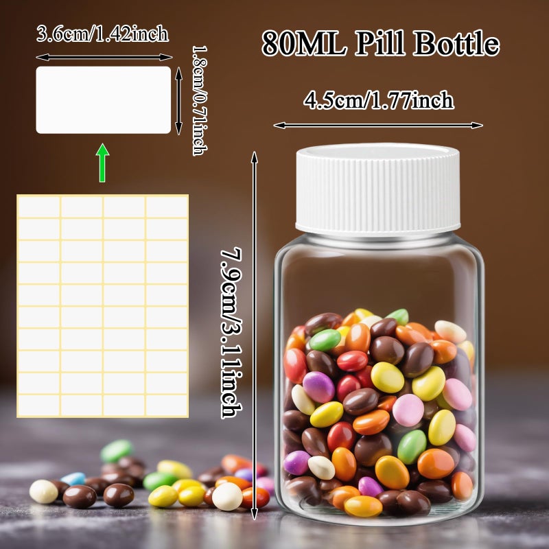 Lamoutor 18Pcs Clear Pill Bottle Plastic Medicine Bottle Empty Reagent Chemical Containers with Caps for Liquid Solid Powder Medicine 80ML - Image 2