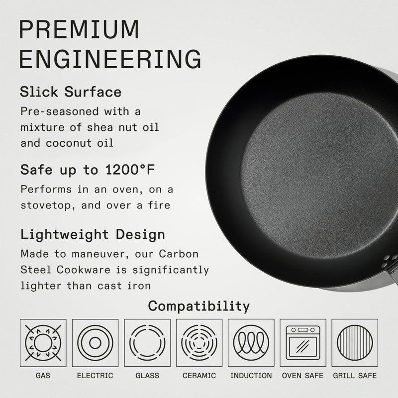 Madein Made In Cookware - Seasoned 12" Blue Carbon Steel Frying Pan - (Like Cast Iron, but Better) - Professional Cookware - Crafted in Sweden - Induction Compatible - Image 3