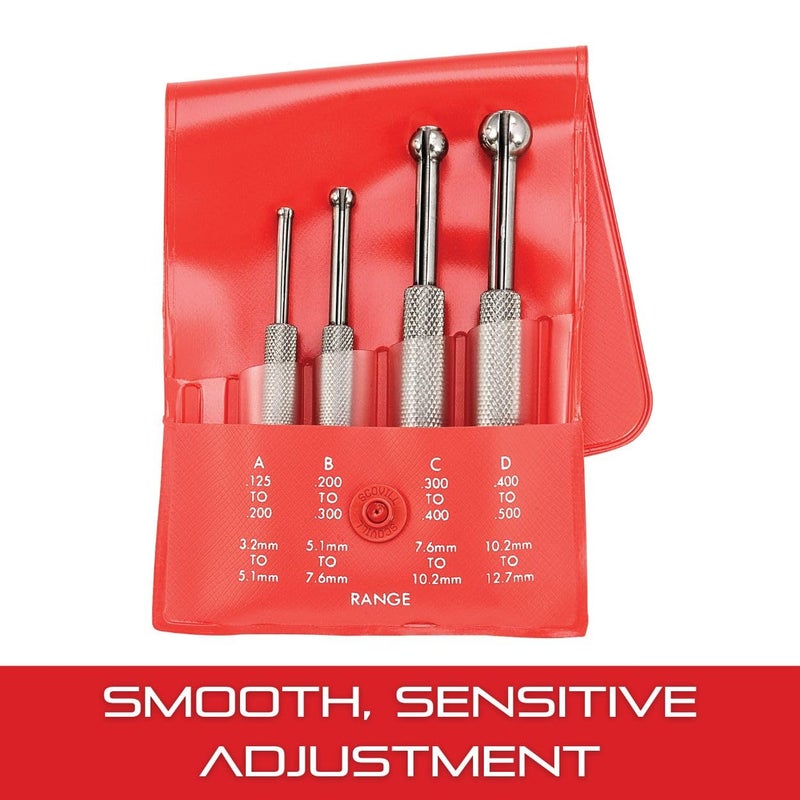 Starrett Small Hole Gage with Precision Ground Radius, Smooth, Sensitive Adjustment and Hardened-Ball Measuring Surface - .200-.300" Range, 3" Length - 829B - Image 4