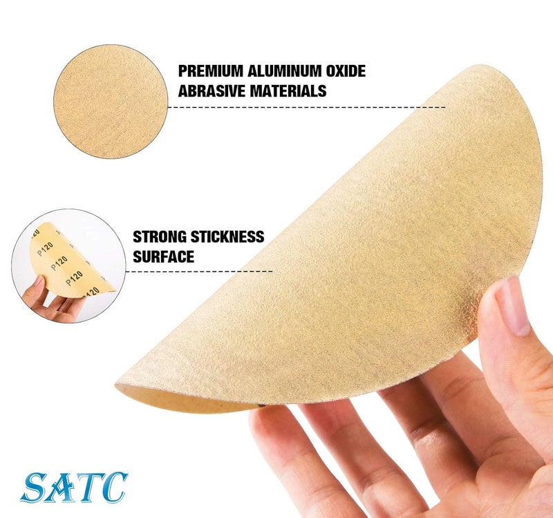 S SATC 100 PCS PSA Sanding Discs 6 Inch Adhesive Backed Sandpaper 120 Grit Sander Attachment for Drill Self Stick Aluminum Oxide Round Automotive Sandpaper with Sticky Back - Image 3