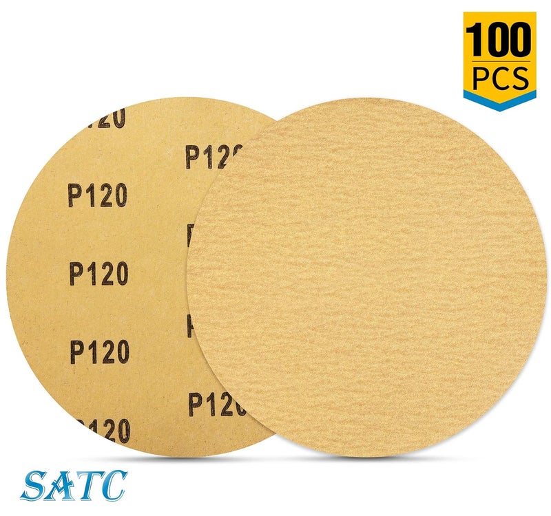 S SATC 100 PCS PSA Sanding Discs 6 Inch Adhesive Backed Sandpaper 120 Grit Sander Attachment for Drill Self Stick Aluminum Oxide Round Automotive Sandpaper with Sticky Back - Image 4