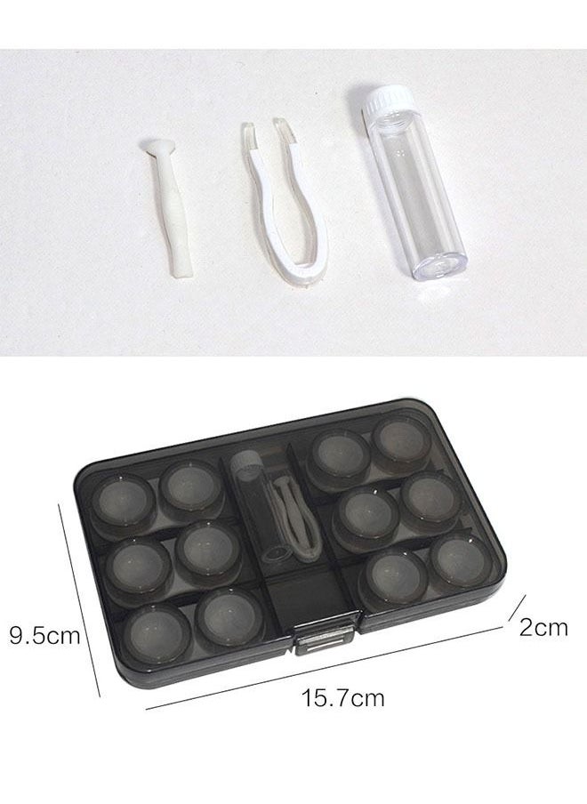 Generic - 6 Pair Brown Contact Lens Case With Contact Lens Tweezer And Suction Sticks For Hard Contact Lens Remover And Inserter Tool - Image 1