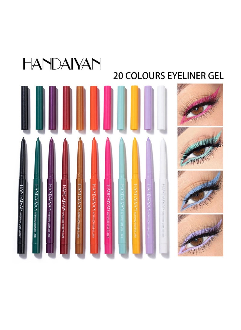 Handaiyan Eyeliner Gel Set 20 Colors Professional Makeup Eye Liner Waterproof Matte Glitter Long Lasting,Smudge-Resistant Sharpenable Cream Eyeliners Pencil High Performance Glide-On Pen Vegan,High Pigment  - Image 4