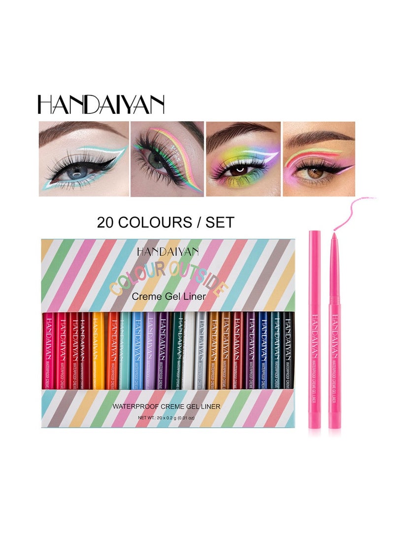 Handaiyan Eyeliner Gel Set 20 Colors Professional Makeup Eye Liner Waterproof Matte Glitter Long Lasting,Smudge-Resistant Sharpenable Cream Eyeliners Pencil High Performance Glide-On Pen Vegan,High Pigment  - Image 1