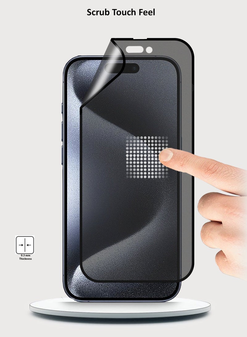 Wtech Apple iPhone 15 Pro 2023 Nano Ceramic Privacy Full Glue Full Cover Matte Flexible Screen Protector (MSCNMP) - Clear/Black - Image 3