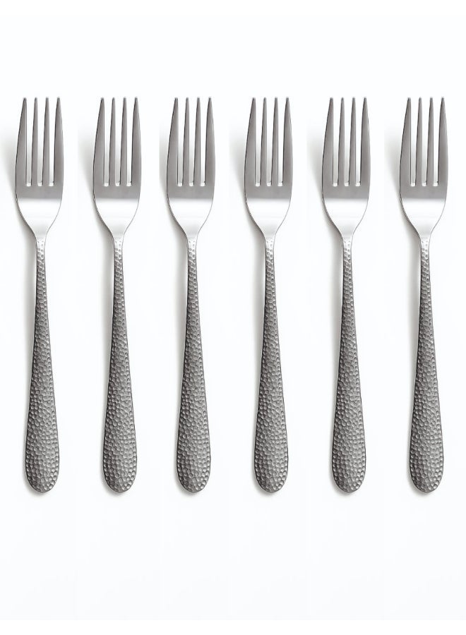 Noon East 24 Piece Hammered Flatware Cutlery Set, Stainless Steel Silverware Set for Home/Office/Party, Knife Fork Spoon Eating Utensils Set Service for 6, Mirror Polish & Dishwasher Safe - Image 5