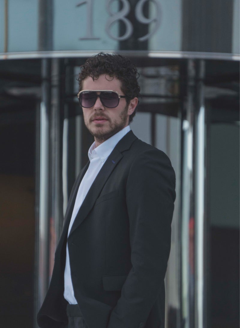 SOL.K Classic-K Sunglasses by Sol.K - Gradient Smoke CR-39 Lenses, Black Acetate Frame, Stainless Steel Top Design, UV400 Protection - Image 5