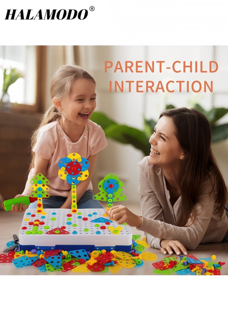 HALAMODO 237-Piece STEM Educational Building Toys Set Creative Mosaic Drill and Screwdriver Toy Kit Engineering Construction Puzzle for Kids DIY Learning Toy for Boys and Girls Ages 3-9 - Image 3