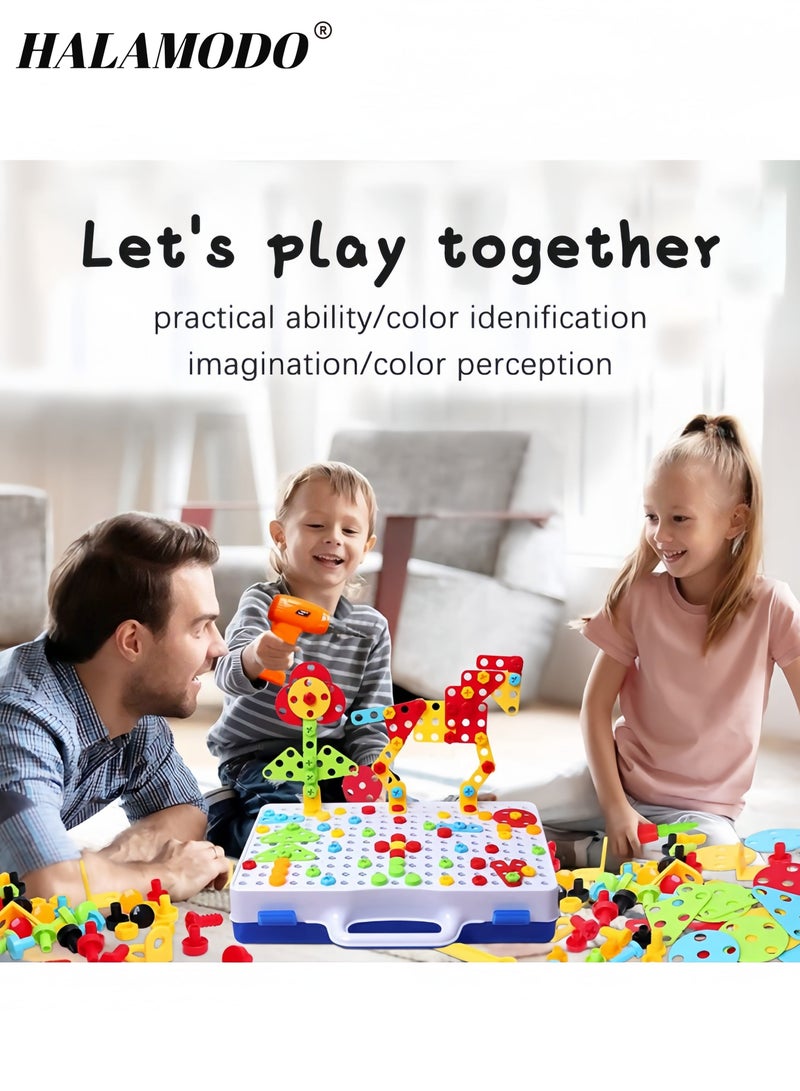 HALAMODO 237-Piece STEM Educational Building Toys Set Creative Mosaic Drill and Screwdriver Toy Kit Engineering Construction Puzzle for Kids DIY Learning Toy for Boys and Girls Ages 3-9 - Image 2