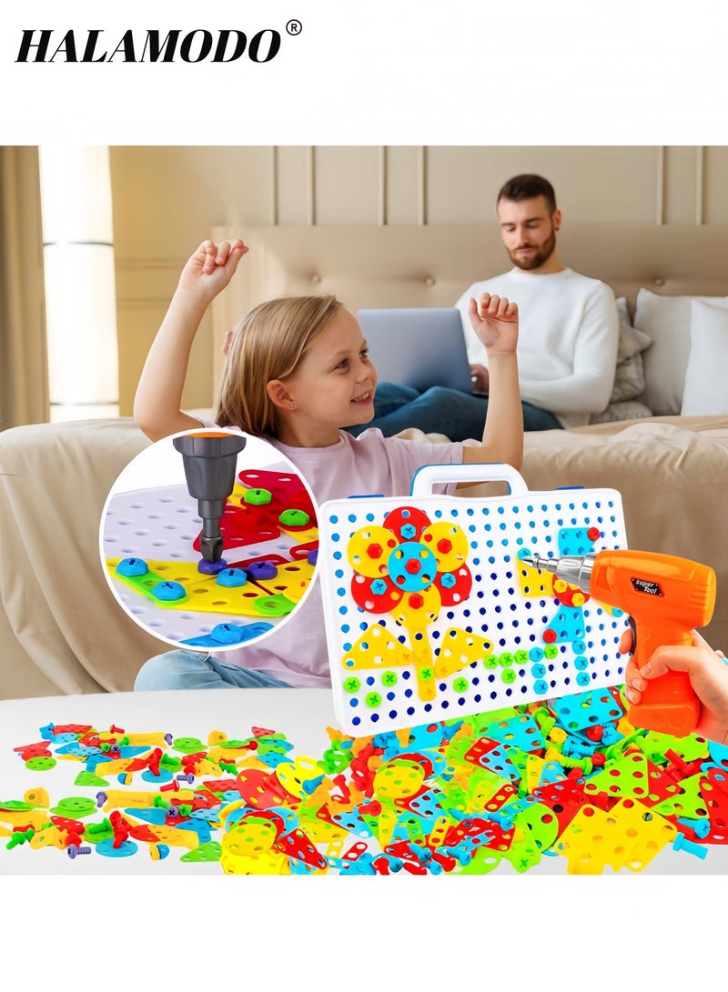HALAMODO 237-Piece STEM Educational Building Toys Set Creative Mosaic Drill and Screwdriver Toy Kit Engineering Construction Puzzle for Kids DIY Learning Toy for Boys and Girls Ages 3-9 - Image 4