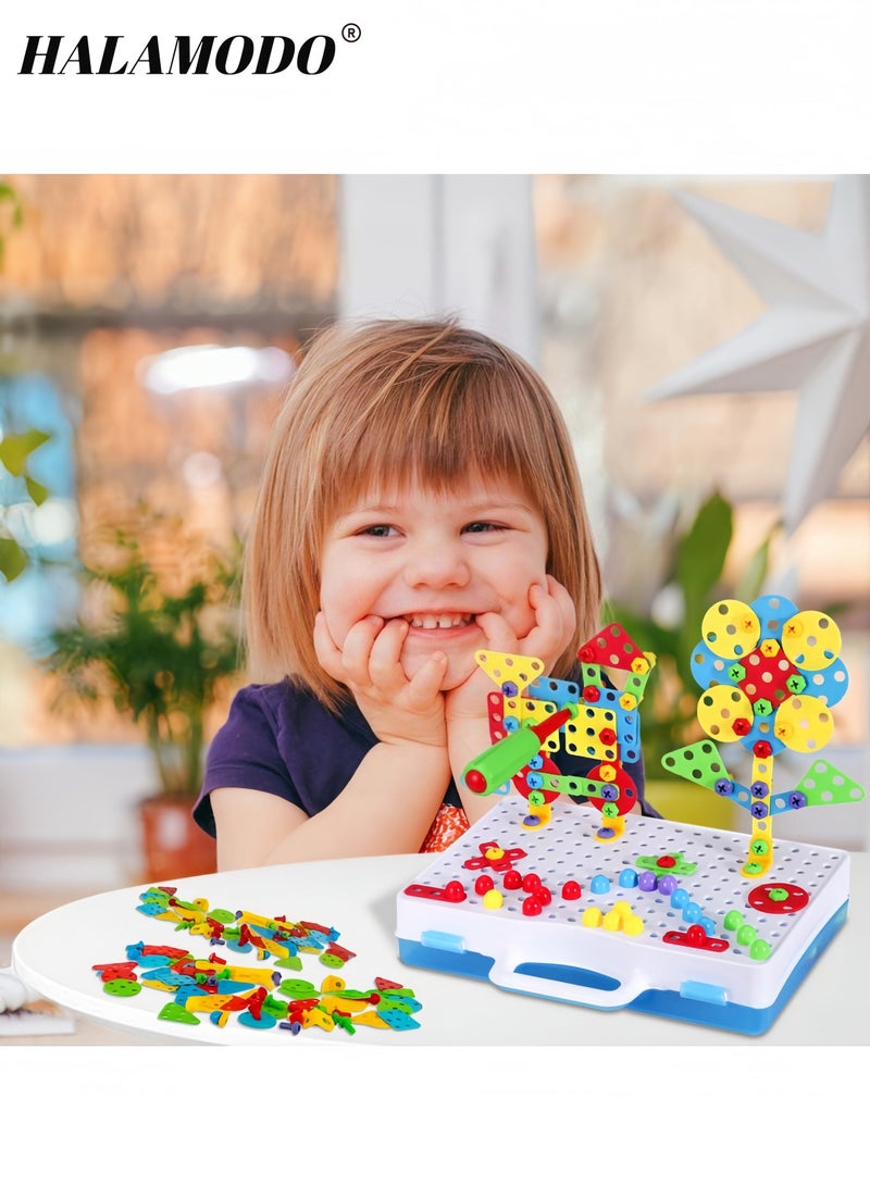 HALAMODO 237-Piece STEM Educational Building Toys Set Creative Mosaic Drill and Screwdriver Toy Kit Engineering Construction Puzzle for Kids DIY Learning Toy for Boys and Girls Ages 3-9 - Image 5