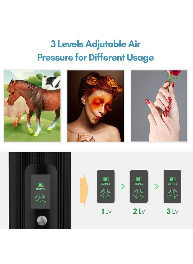 Zikra طقم رش هواء مع ضاغط محمول مسدس رش هواء لاسلكي للرسم 36PSI تغذية جاذبية مزدوجة العمل يدوي صغير قابل لإعادة الشحن مع عرض LED لتزيين الأظافر النموذجية - Image 3