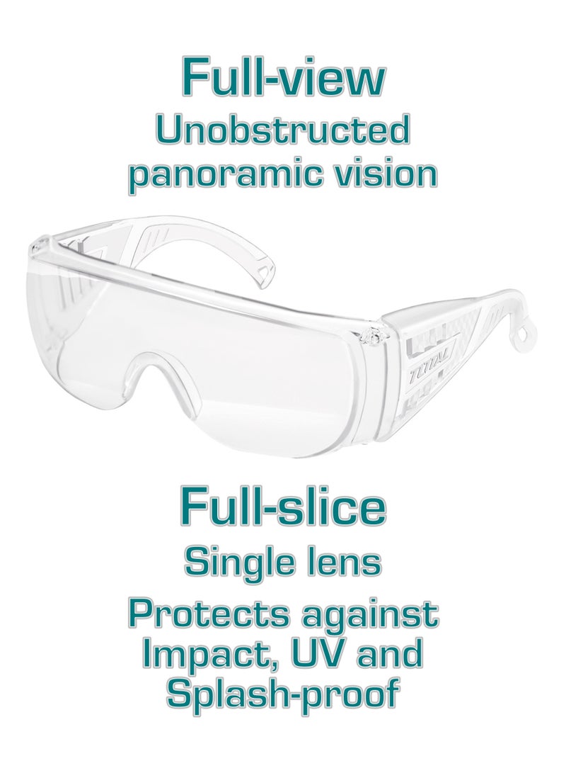 TOTAL Safety Goggles TSP304, PC Material, Full-View Protective Eyewear, UV Protection, Impact-Resistant, Splash-Proof, Compatible with Prescription Glasses - Image 3
