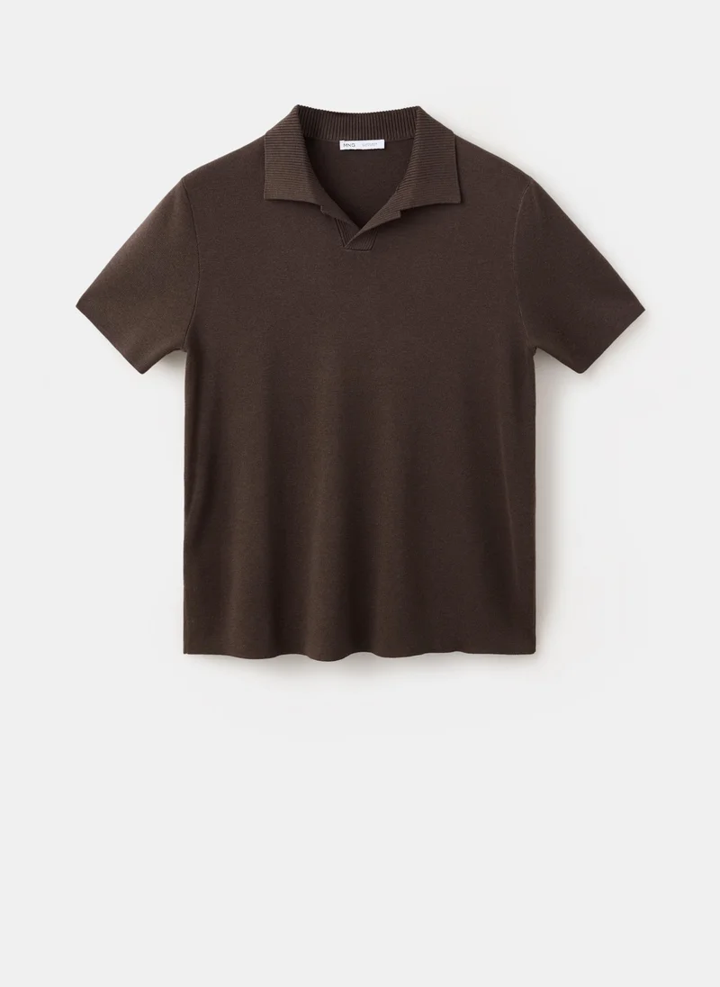 Mango Man 30-MARRON Fine Knit Cotton Blend Polo for Men | Best Price UAE