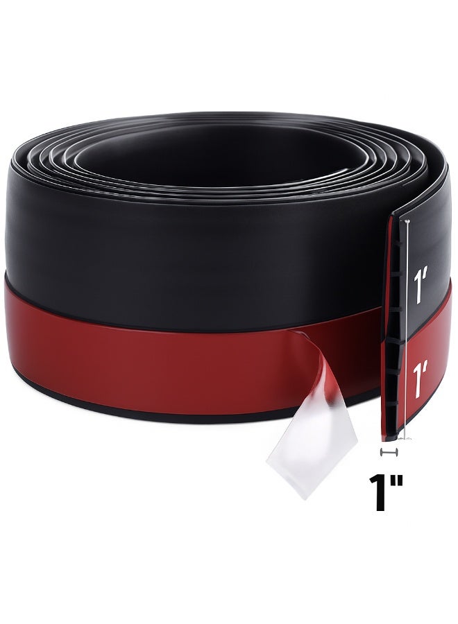 Door Draft Stopper Strip, 1-inch Height, Self-Adhesive Weather Stripping for Wood, Metal, Glass and Sliding Doors, Black - Image 1