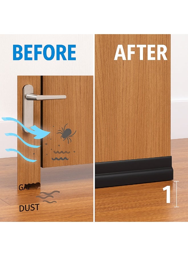 Door Draft Stopper Strip, 1-inch Height, Self-Adhesive Weather Stripping for Wood, Metal, Glass and Sliding Doors, Black - Image 2