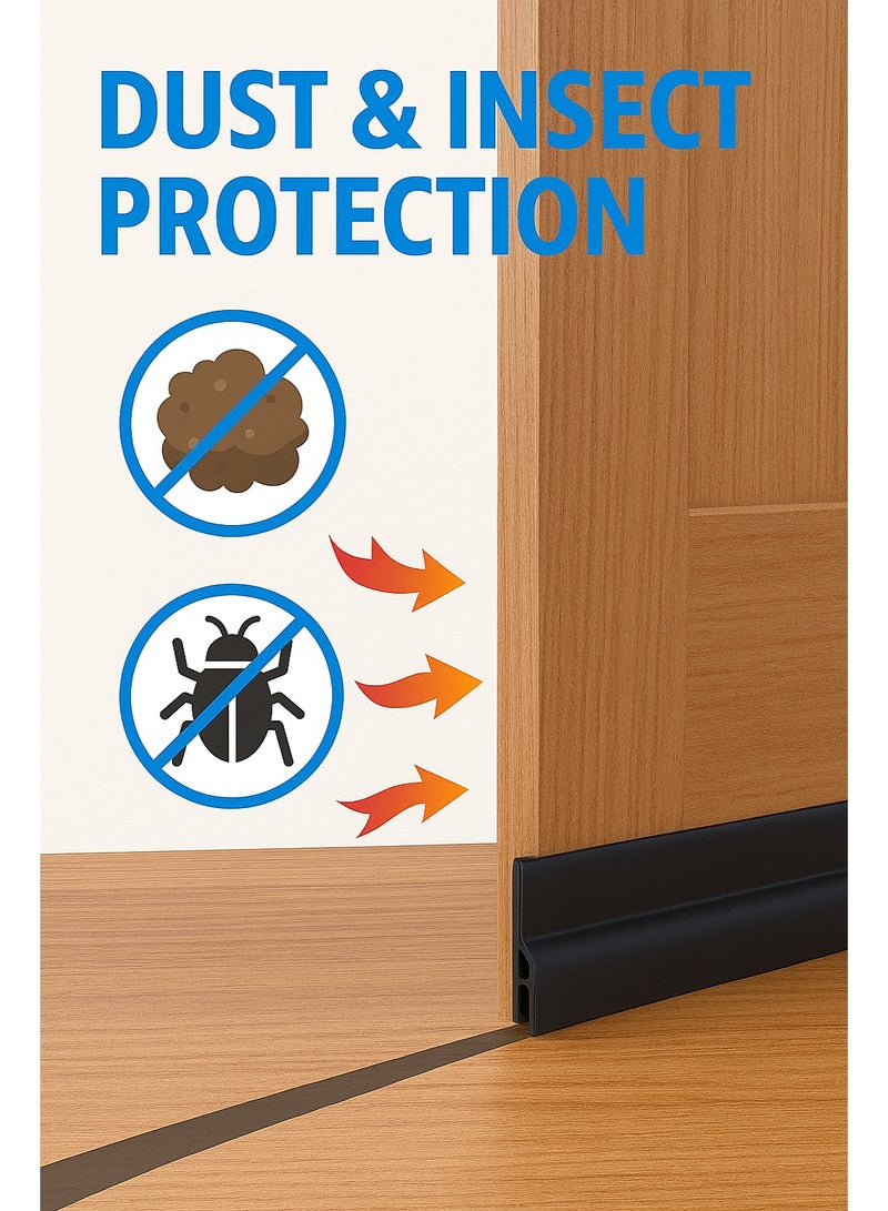 Door Draft Stopper Strip, 1-inch Height, Self-Adhesive Weather Stripping for Wood, Metal, Glass and Sliding Doors, Black - Image 4