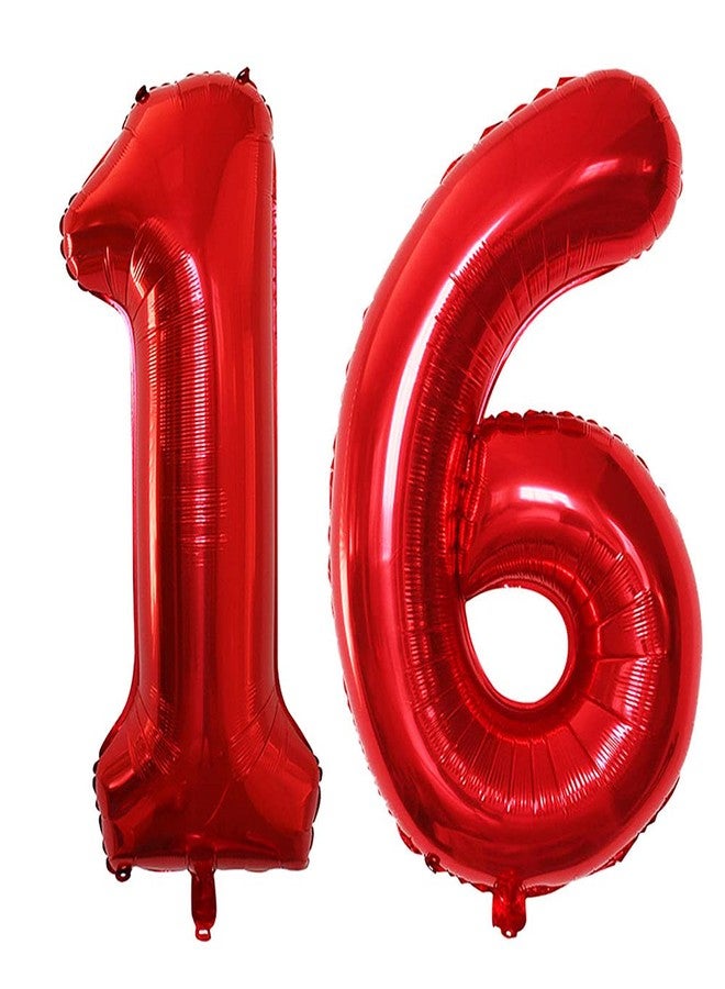 GOER Number 16 Balloons for 16th Birthday Sweet 16 Party Decorations,42 Inch Jumbo Foil Helium 61 Balloons for 61st Birthday Party Decoration (Red) - Image 1