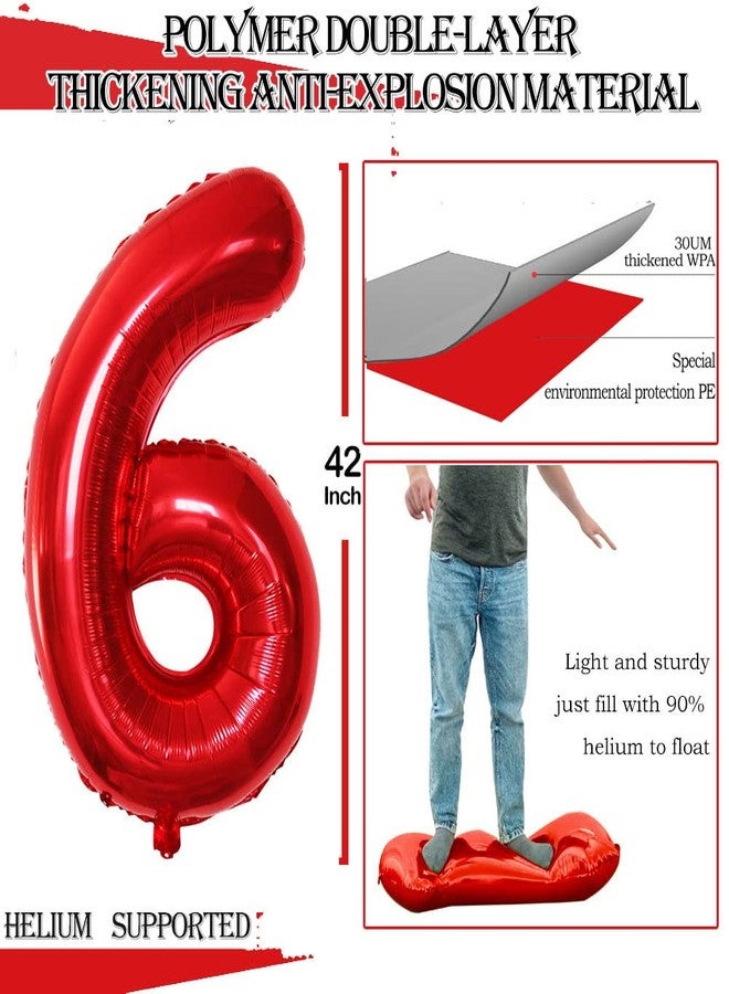 GOER Number 16 Balloons for 16th Birthday Sweet 16 Party Decorations,42 Inch Jumbo Foil Helium 61 Balloons for 61st Birthday Party Decoration (Red) - Image 2