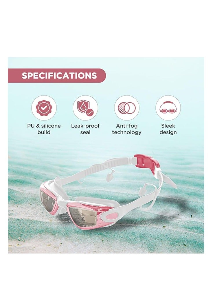 ENDLESS  EL1005 Stylish Swimming Goggle with Anti-Fog and UV Protection | Material : Silicon, PU | Attached Ear Buds and Adjustable Strap | Soft Silicone Gasket for Leak Proof | With Hard Case - Image 2